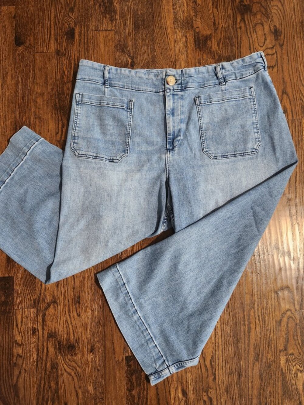 Maeve The Colette Cropped Wide-Leg Jeans Blue Denim Size 24W (Plus size)
